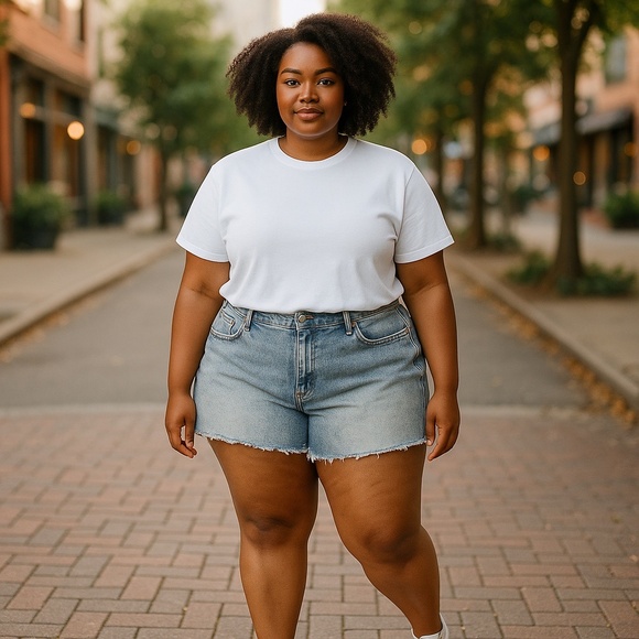 Ava & Viv Plus Size Hidden Back Elastic Jean Shorts 5 Pocket Size 26W - Picture 1 of 4